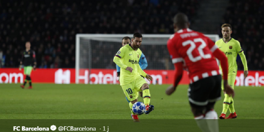 PSV Eindhoven Vs Barcelona - Stadion Philips Dibungkam Gol dan Assist Lionel Messi