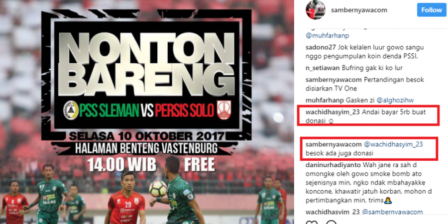 PSS Sleman Vs Persis Solo - Dilarang Datang ke Stadion Maguwoharjo, Pasoepati Adakan Nobar di Benteng Vastenberg