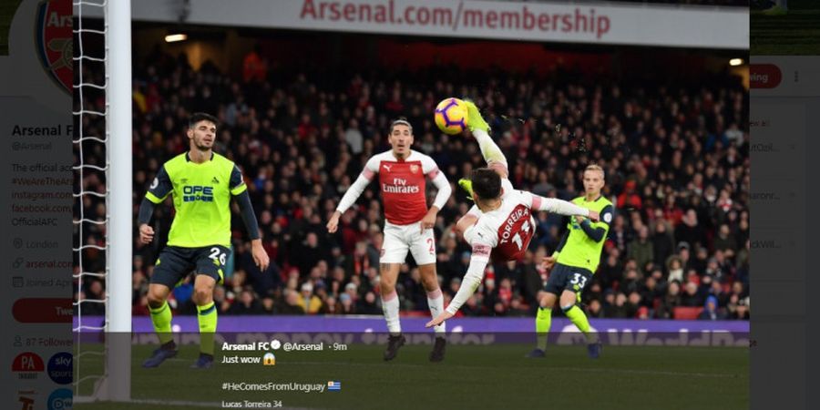 Hasil Arsenal Vs Huddersfield - Gol Salto Lucas Torreira Menangkan Tim Meriam London