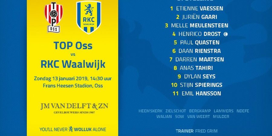 Ezra Walian Jadi Bagian Kemenangan Perdana RKC Waalwijk pada 2019