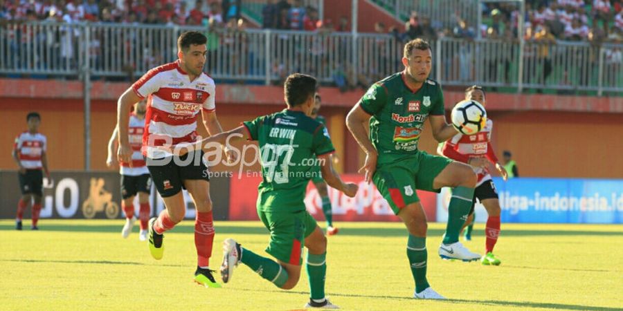 Madura United Unggul Tipis atas PSMS Medan di Babak Pertama