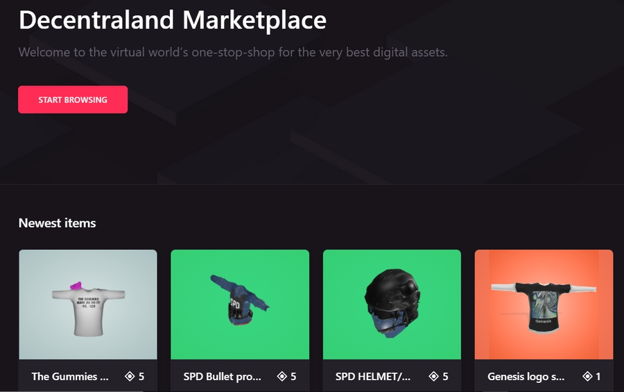 Tampilan awal situs metaverse Decentraland sebelum login.