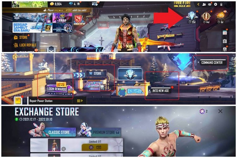 Cara mengakses menu event New Age dan mengklaim bundle skin Frosty Beach.