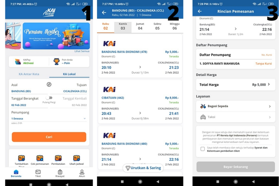 Pesan tiket kereta lewat aplikasi KAI Access