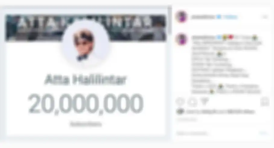 Subscriber YouTube milik Atta Halilintar kini sudah mencapai angka 20 juta