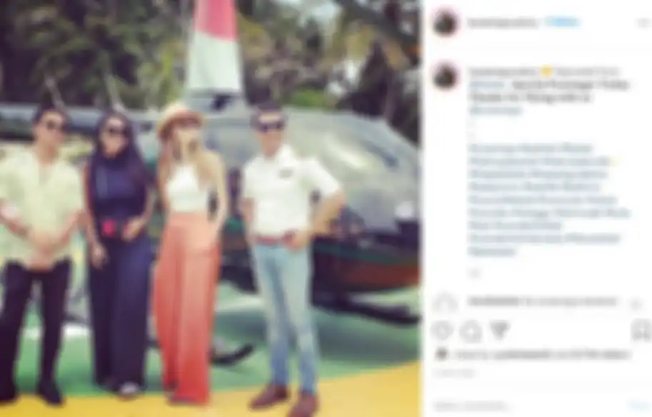 Ryochin, Luna Maya dan Paula naik helikopter