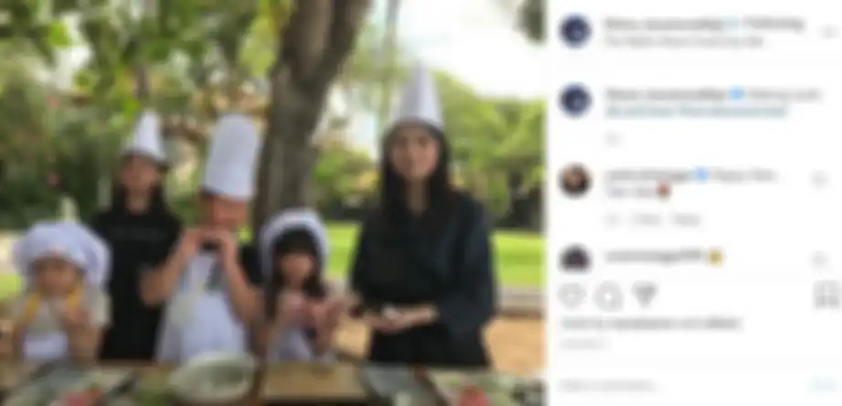 Potret kompak Liliana bersama cucu-cucunya saat memasak Sushi