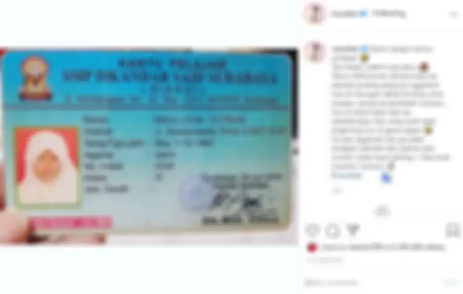 Kartu pelajar Via Vallen saat zaman SMP