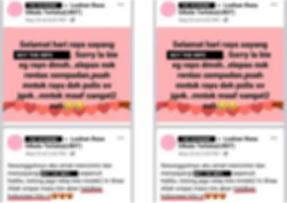 Postingan sang suami di Facebook yang diduga untuk wanita lain.