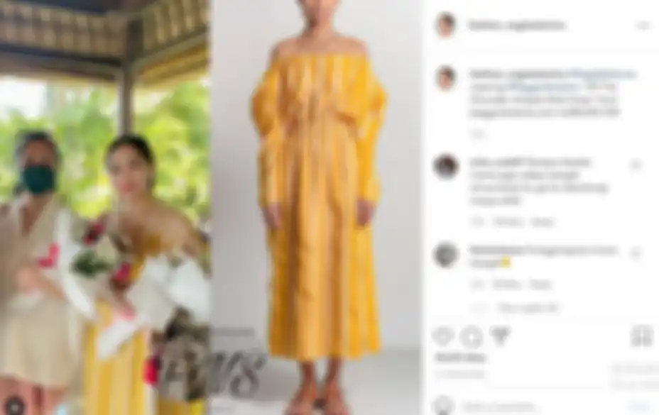 Midi Dress yang dipakai Nagita SLavina ketika liburan di Bali