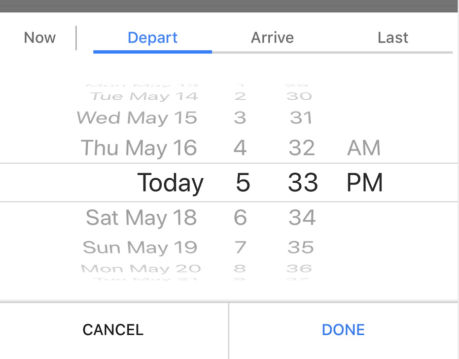 ubah jadwal keberangkatan pada Google Maps