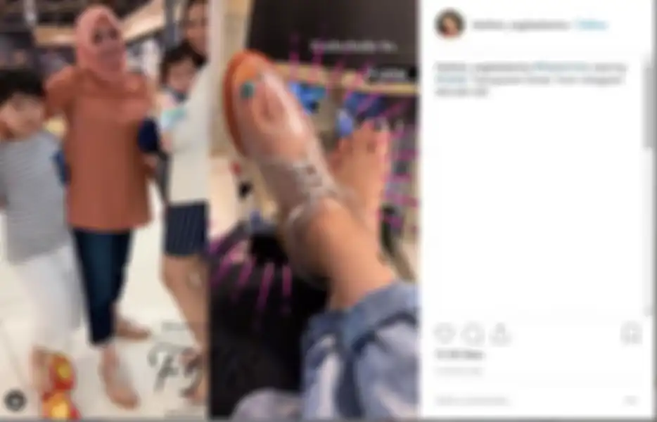 Mama Rieta kenakan sepatu transparan dengan harga Rp 950 ribu.