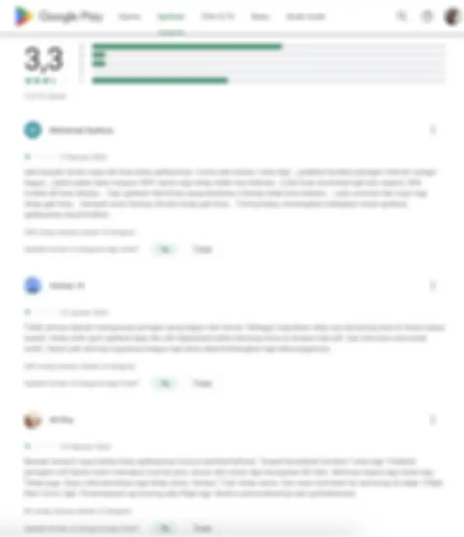 Gambar 1. Review aplikasi IKD hanya mendapatkan nilai 3,3 dari 5