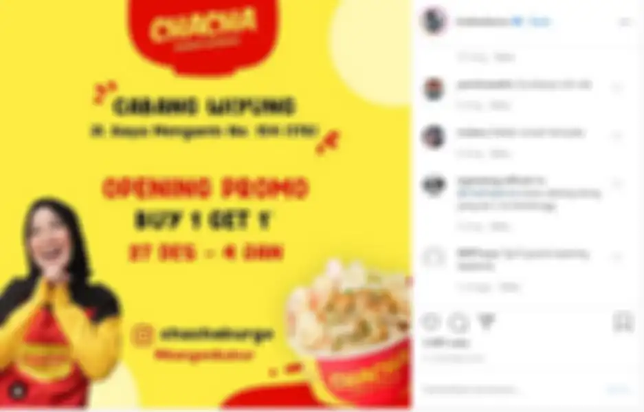 Chacha mempromosikan usaha kulinernya 
