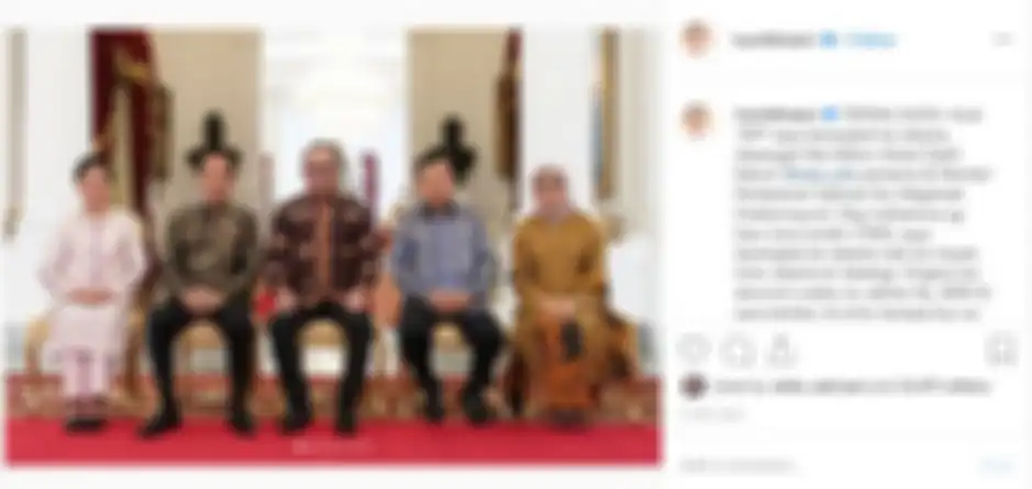Potret Muhammad Hanif Dhakiri diapit Presiden Jokowi dan Wakil Presiden Jusuf Kalla