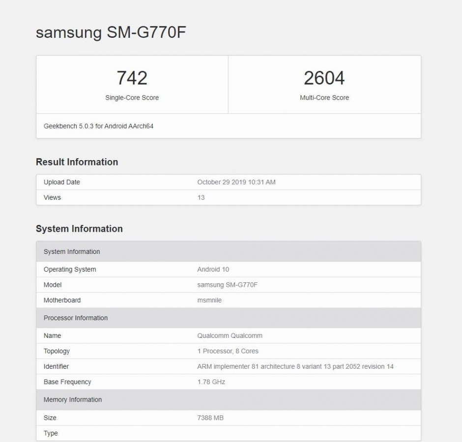 SM-G770F atau diduga sebagai Samsung Galaxy S10 LIte