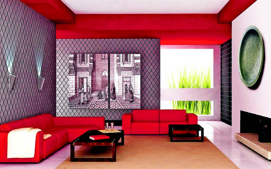 Dudukan sofa rendah membuat kesan hangat dan intim.