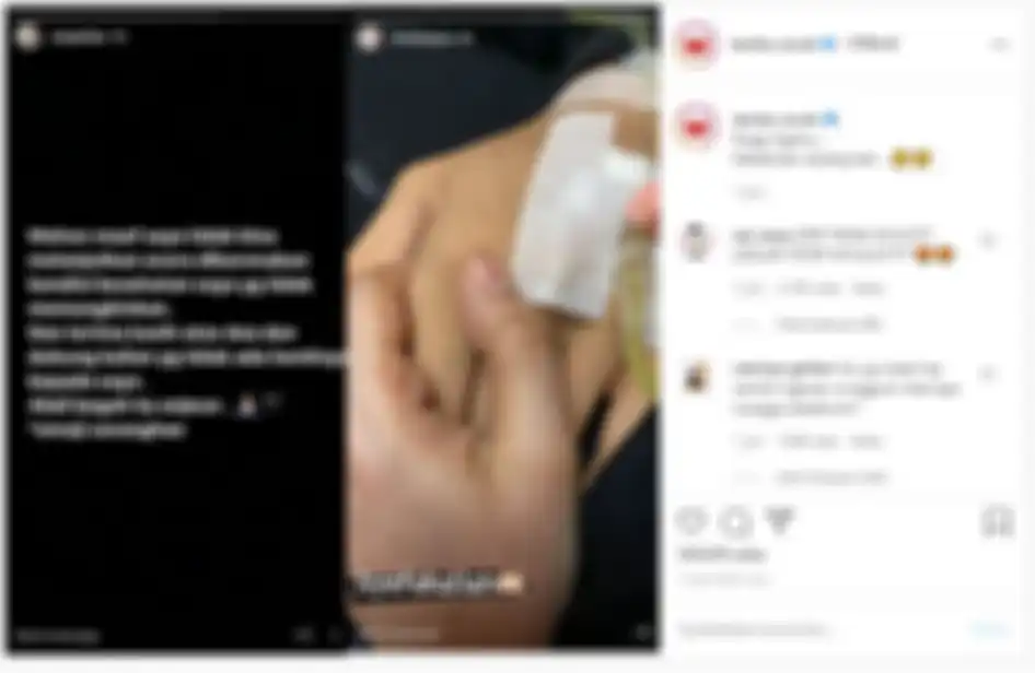 Unggahan Instagram Story dari Rizky Billar yang izin karena sakit dan Lesty Kejora yang sedang gandengan tangan dengan seorang yang sedang diinfus disebut netizen saling berkaitan