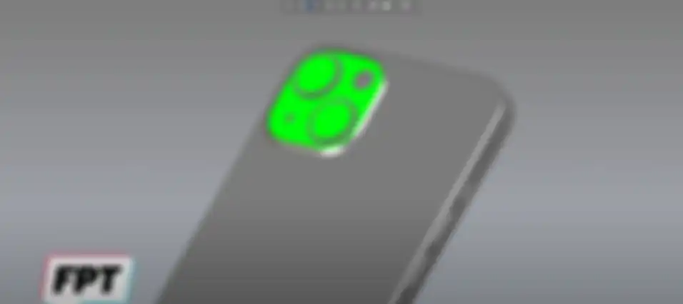 Bentuk kamera diagonal pada CAD iPhone 13