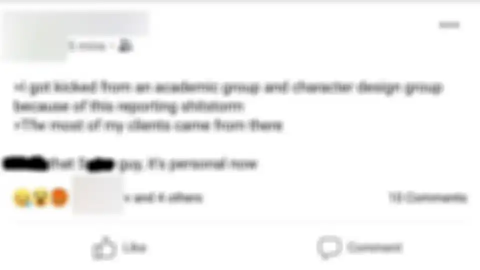 Terjemahan: Saya dikeluarkan dari grup pendidikan dan jasa desain gara gara kasus ini. Klien saya kebanyakan berasal dari situ. 