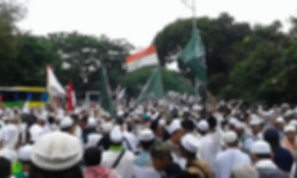 Ilustrasi kegiatan unjuk rasa Front Pembela Islam (FPI). 