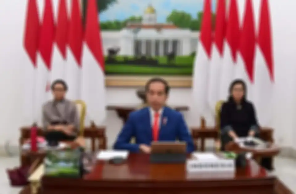 Presiden Jokowi Rapat KTT G20 bersama Menlu Retno marsudi dan Menkeu Sri Mulyani