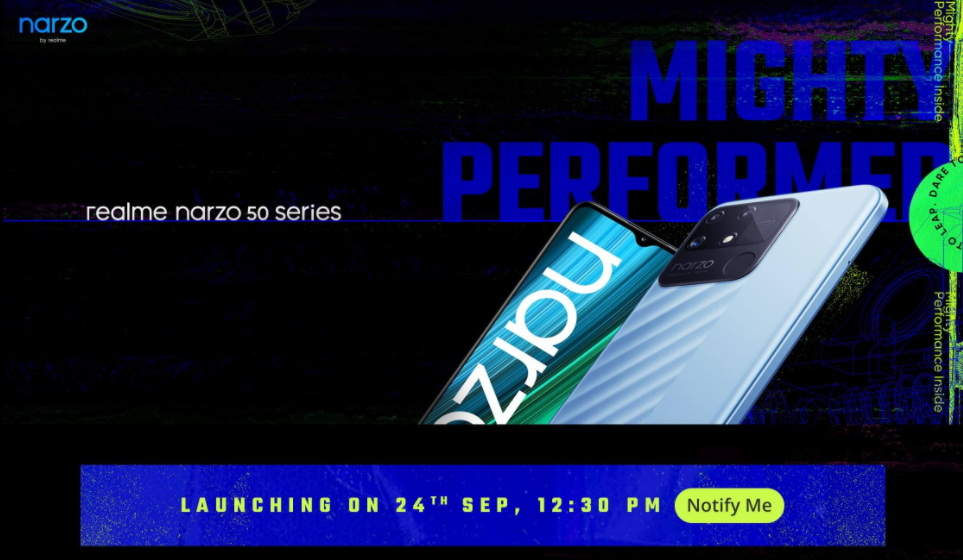 Halaman peluncuran Realme Narzo 50 Series yang ada di situs event.realme.com