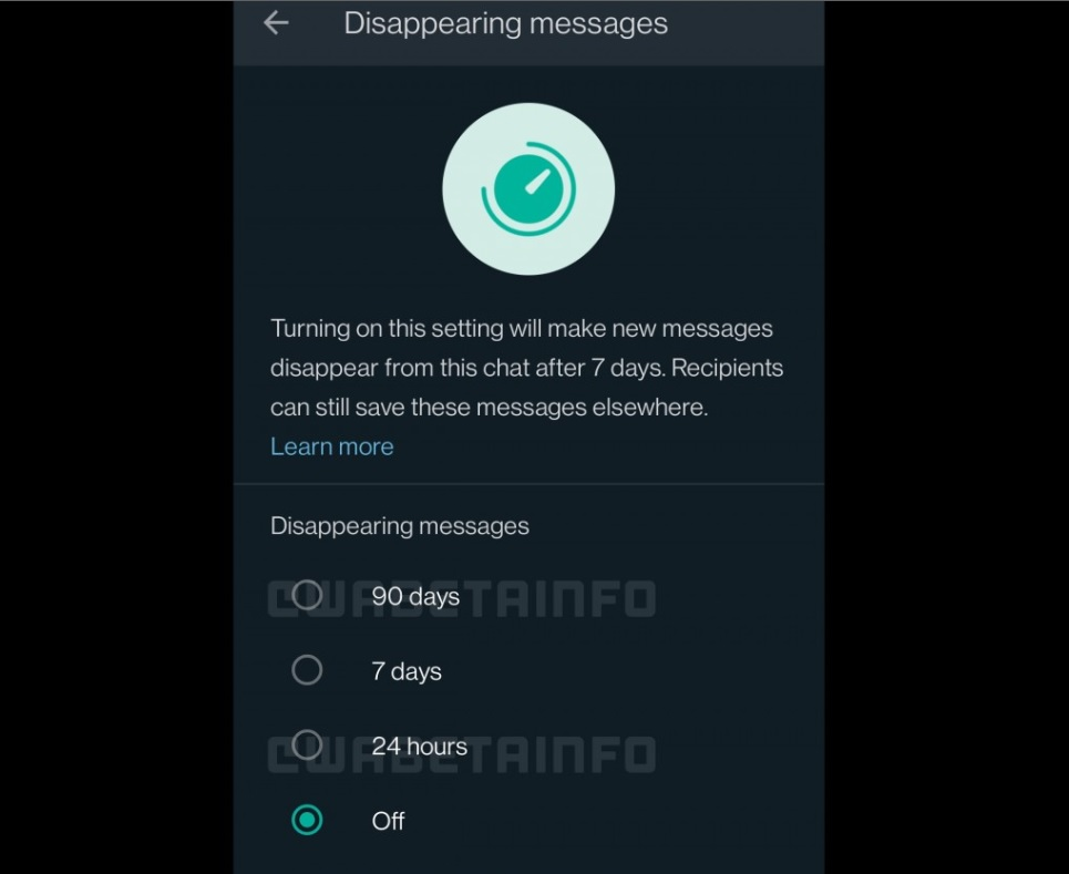 Fitur baru Disappearing Messages 90 hari di WhatsApp.