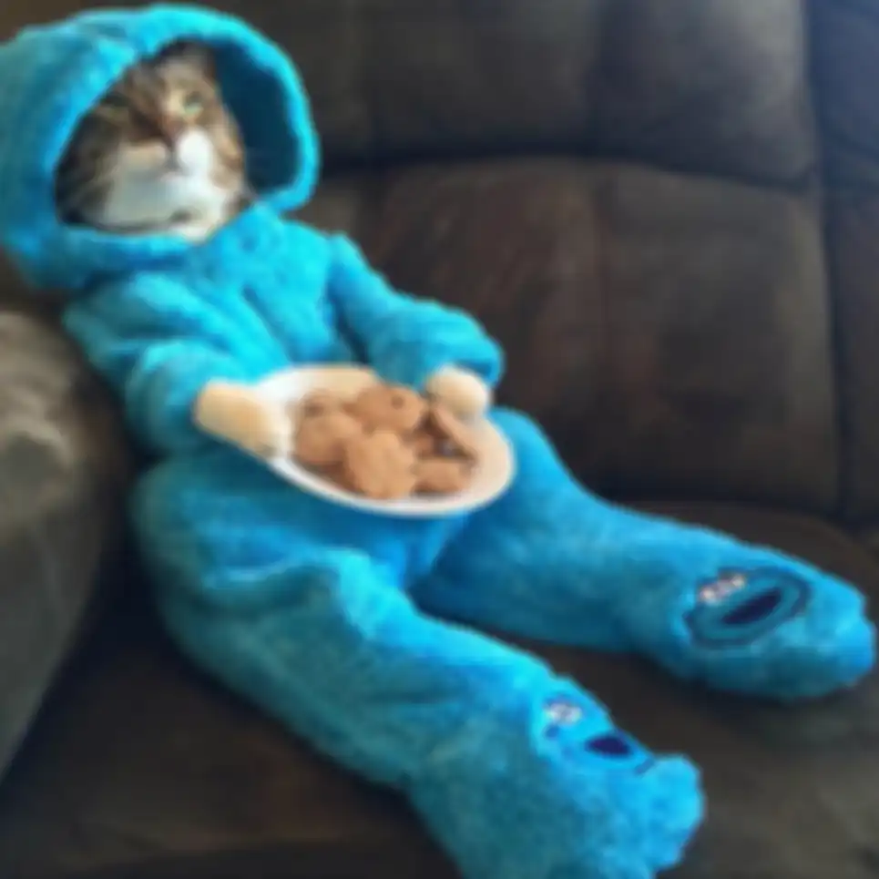 Foto kucing berkostum Cookie Monster di undangan rapat US Embassy