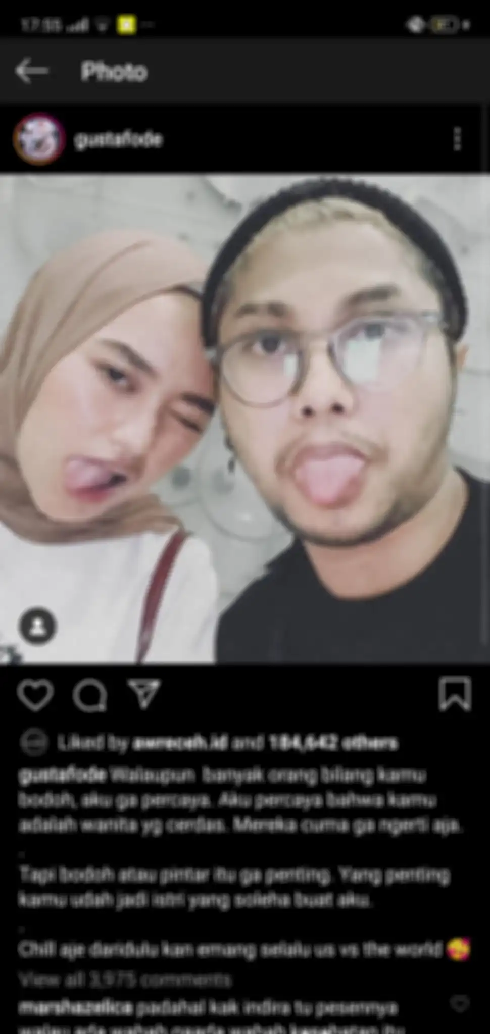 Postingan @gustafode alias AA Utap soal kasus yang menimpa istrinya, Indira Kalistha.