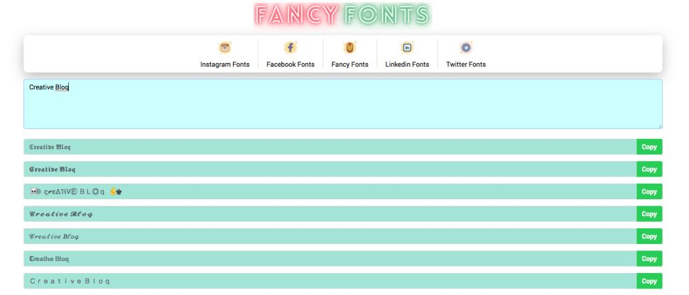 Fancy Fonts untuk mengubah font di Bio Instagram