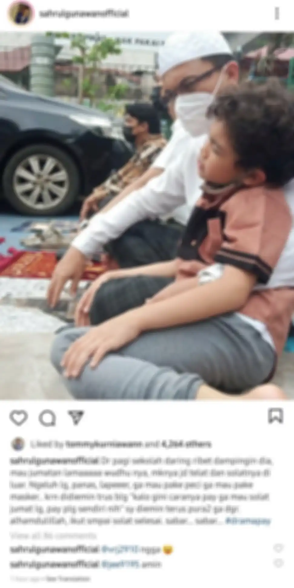 Sahrul Gunawan mengunggah kegiatan ibadahnya bersama anak bungsu.