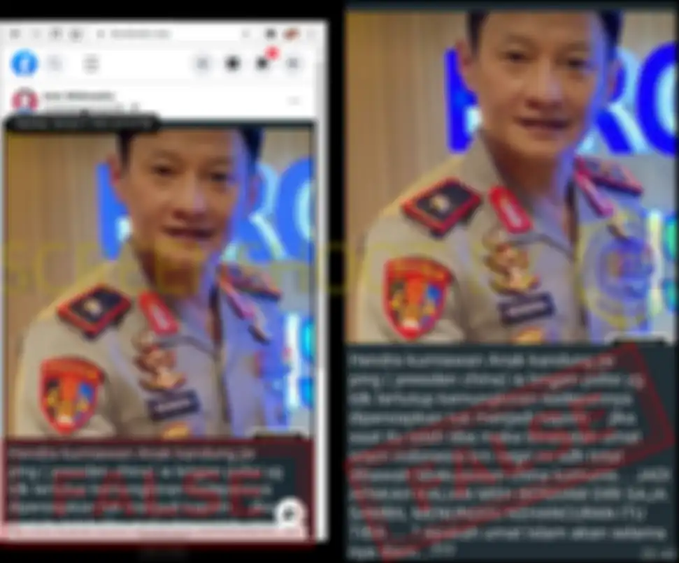 Postingan yang beredar di Facebook.