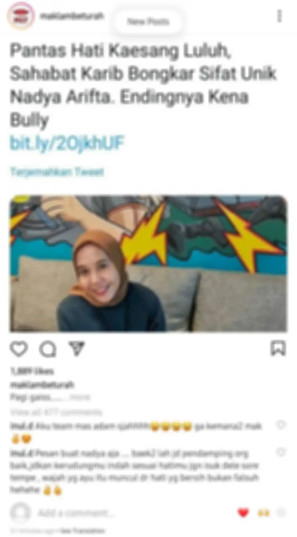 Postingan Lambe Turah yang dikomentari Inul Daratista