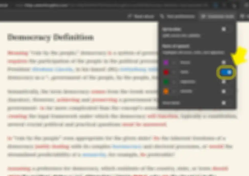 Menu Grammar tools untuk belajar bahasa inggris di Micorosoft Edge