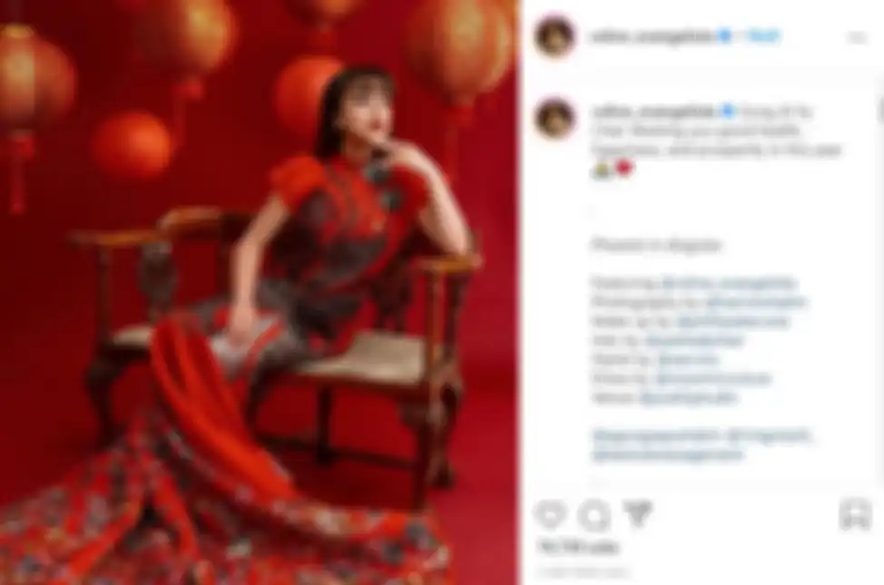 Celine Evangelista Tampil Anggun Pakai Gaun Cheongsam di Pemotretan Imlek 2021, Netizen Minta Pertahankan Rumah Tangganya.