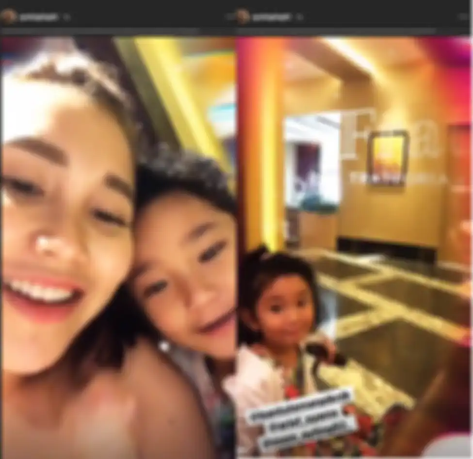Ayu Ting Ting saat menemani Bilqis makan