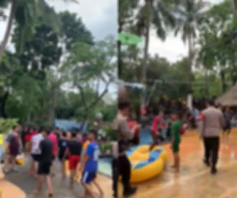 Waterboom Lippo Cikarang dipenuhi pengunjung dengan mengabaikan protokol kesehatan