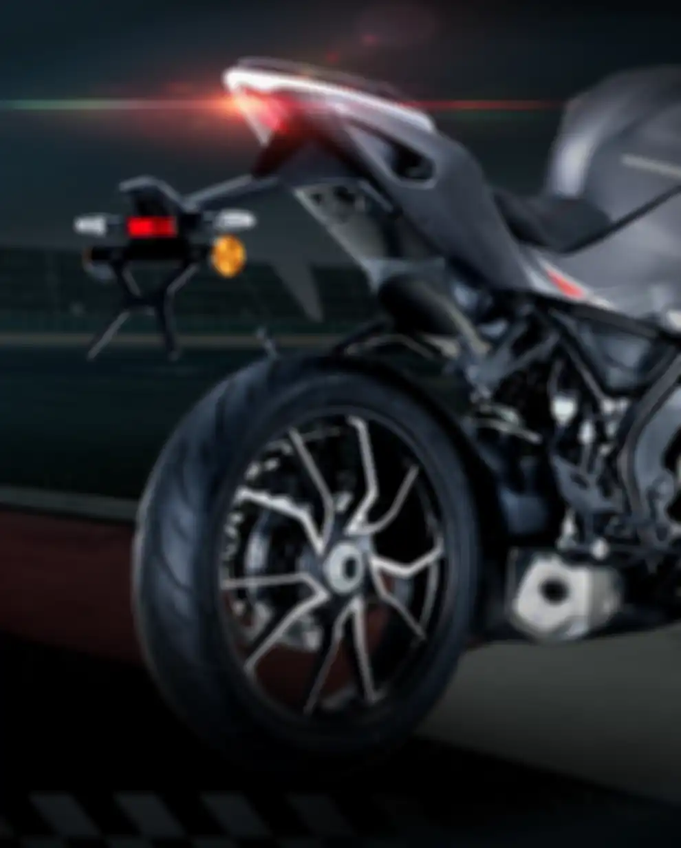 Kaki-kaki belakang QJ Race 250 2021 menggunakan mono arm.