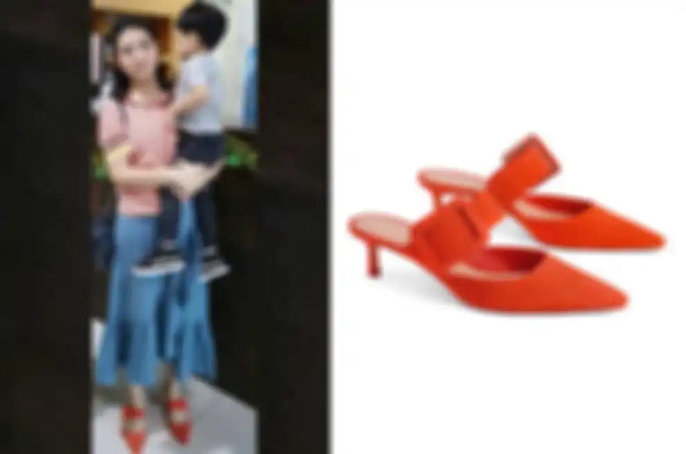 Koleksi sepatu branded Selvi Ananda -  Zara Women Leather Heeled Mules with Maxi Buckle Detail