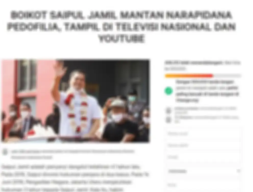 Petisi boikot Saipul Jamil dari dunia hiburan Tanah Air telah ditandatangani lebih dari 300 ribu orang  