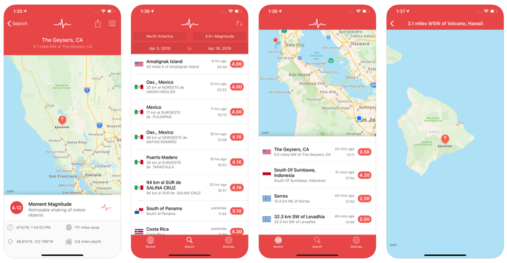 My Earthquake Alerts and Feed