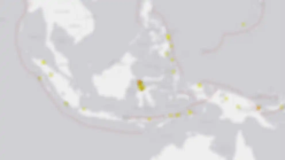 Titik-titik gempa di Indonesia, termasuk gempa Manado