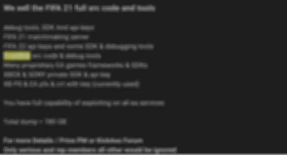 Tangkapan layar postingan hacker yang berhasil curi data penting game FIFA 21.