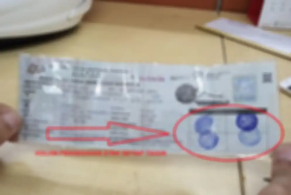 Kolom pengesahan di STNK, distempel setiap bayar pajak tahunan