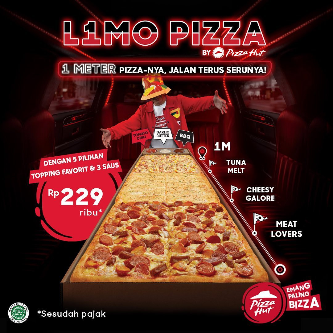 Menu Limo Pizza Nikmati Sensasi Makan Pizza 1 Meter dari Pizza Hut