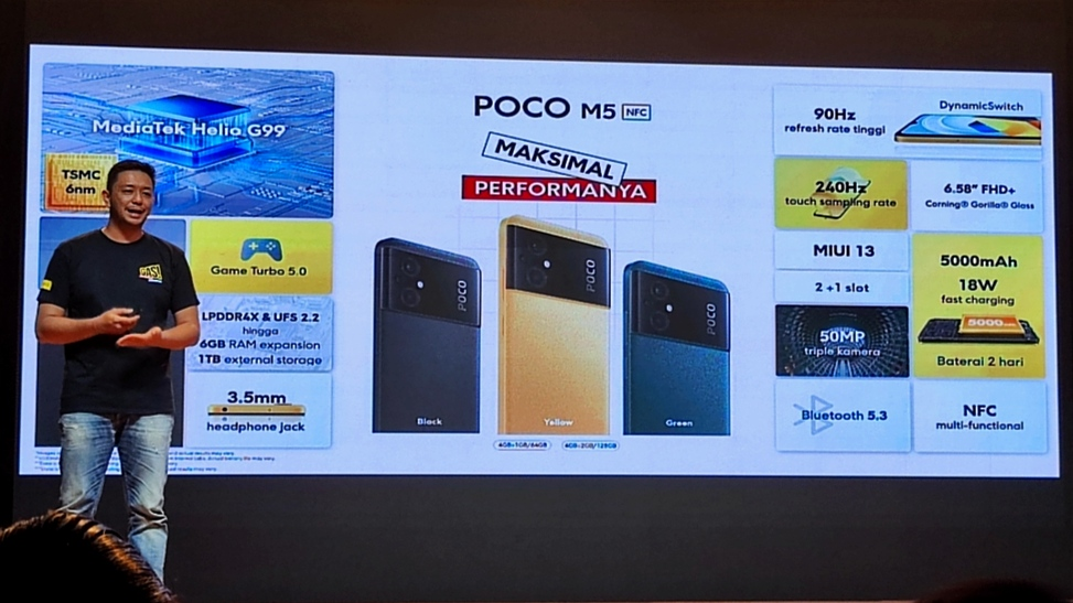 Harga dan spesifikasi poco m5 kinerja gaming pakai mediatek helio g99