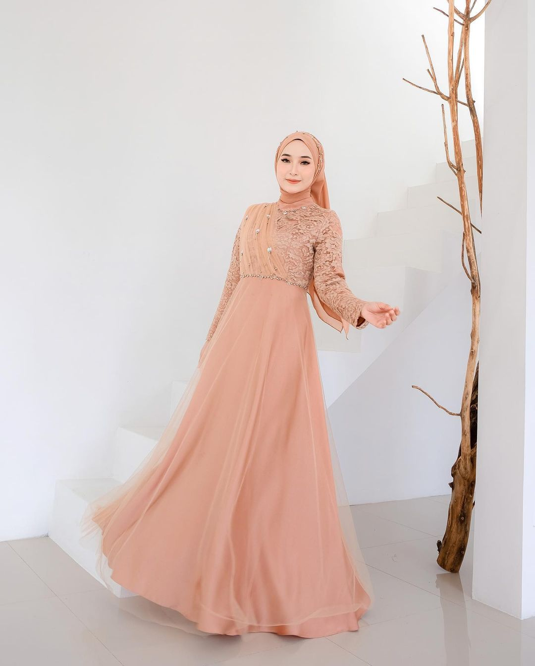 bridesmaid dress brokat hijab Light Blue