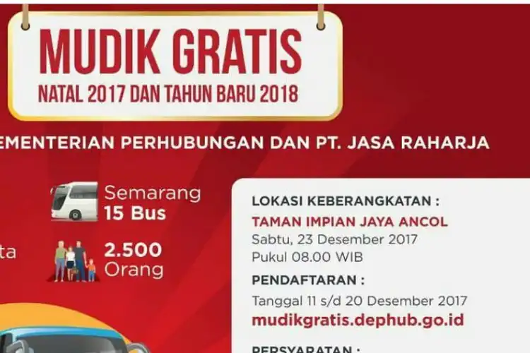Okeh Punya! Ada Mudik Gratis Dari Kementerian Perhubungan, Yuk Mendaftar..