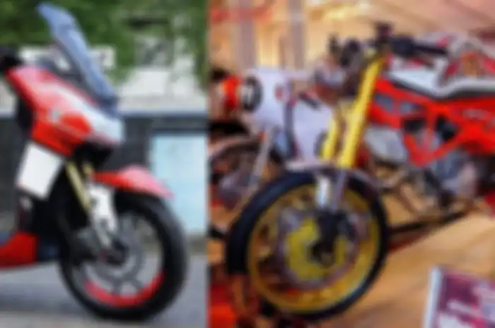 Kolase motor modifikasi bertema merah putih
